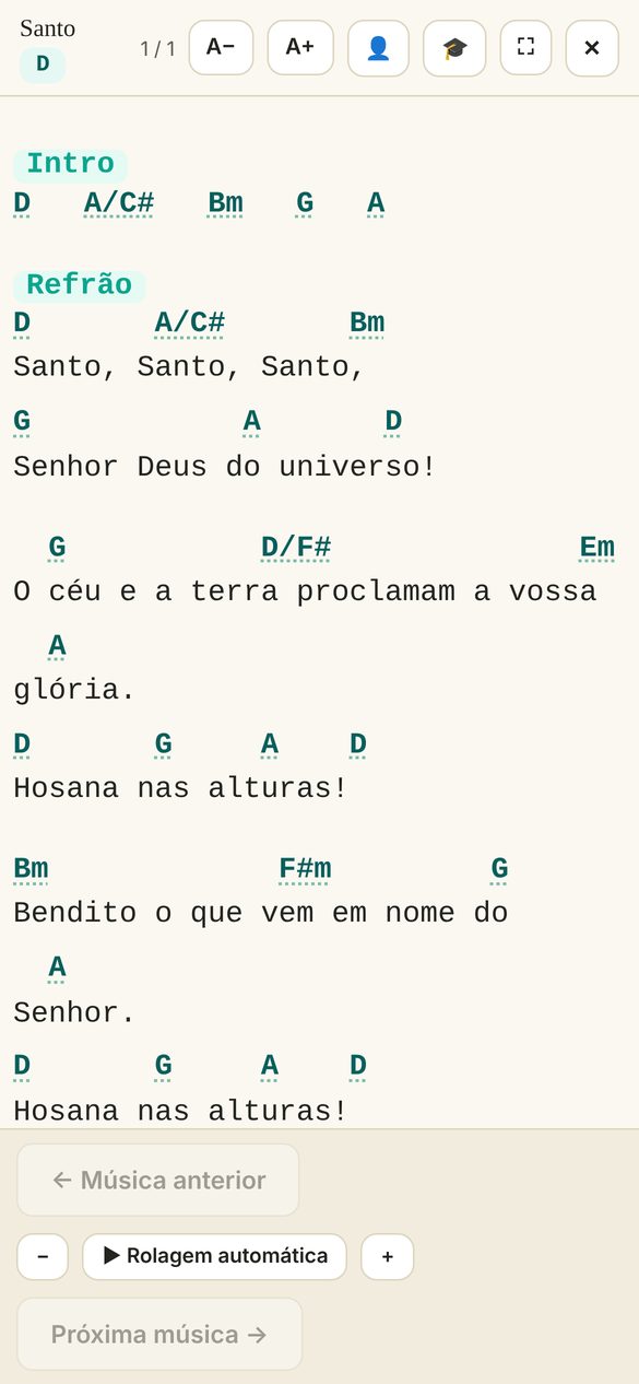 Modo apresentação do Acorde Santo